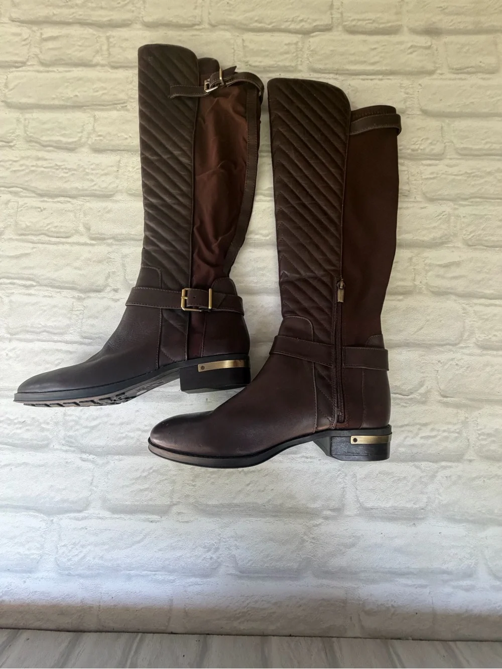 Vince Camuto Panyma Quilted Over-the-Knee Riding Boots - Dark Brown Size 8.5